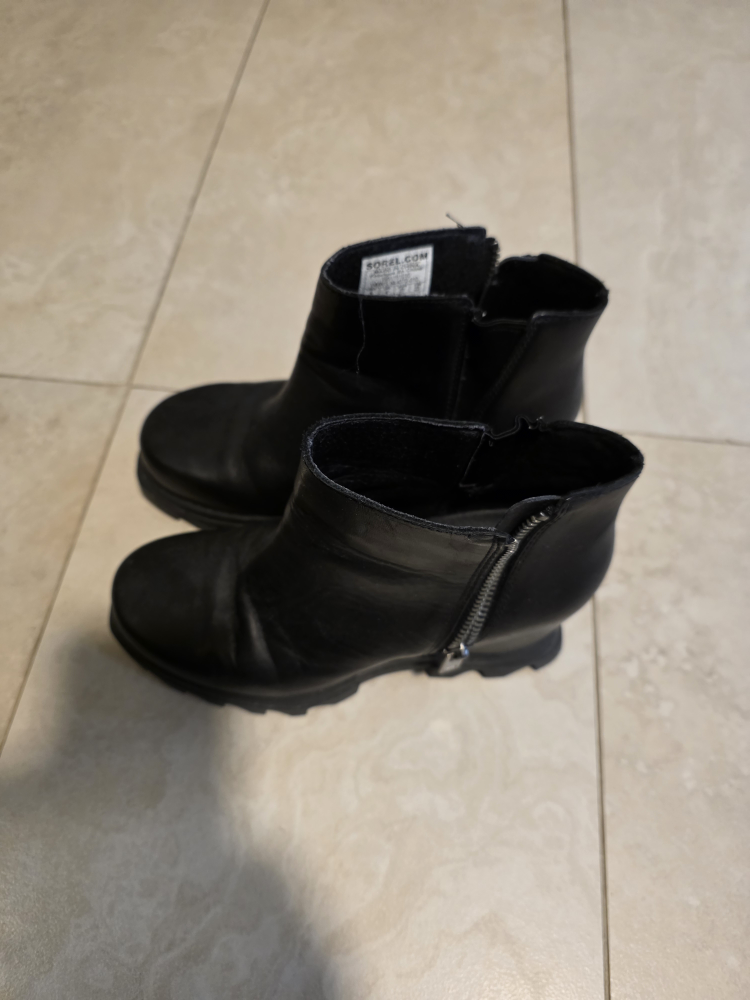 Black Leather Wedge Boots - photo 2