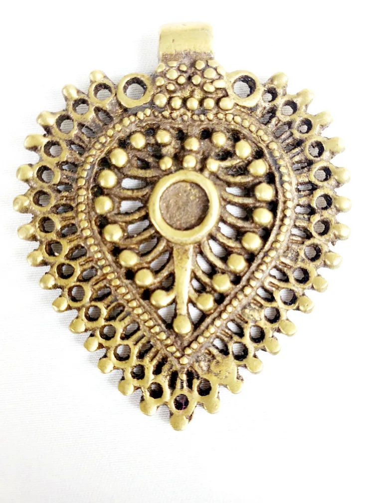 African Heart Shaped Brass Adinkra Pendant Jewelry (Akoma) thumbnail