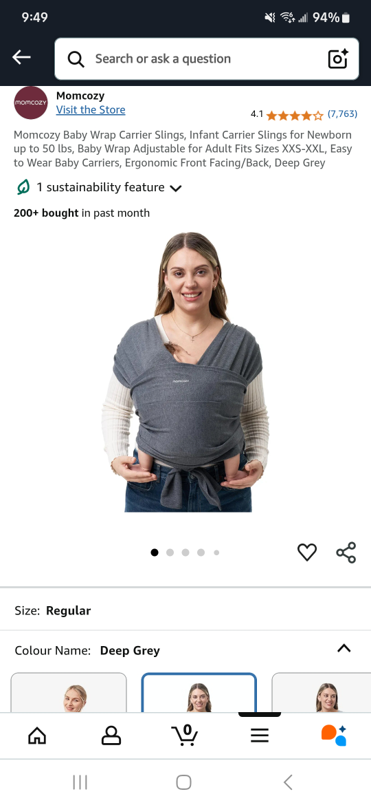 Momcozy Baby Carrier Wrap - Deep Grey - photo 2