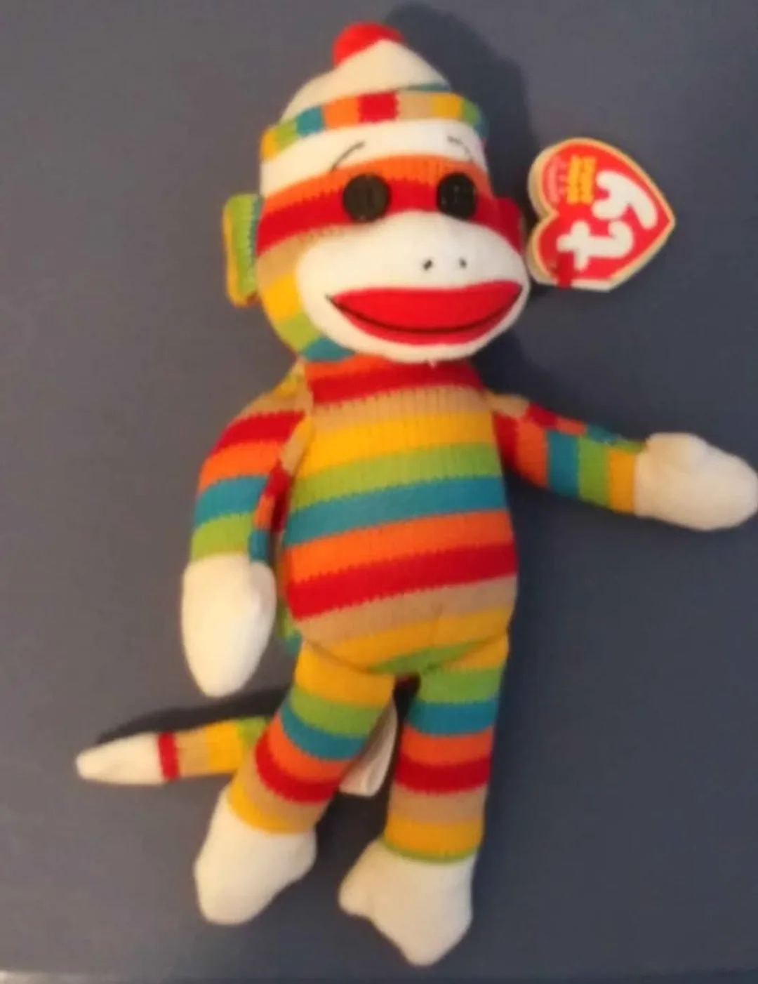 rainbow sock monkey ty beanie thumbnail