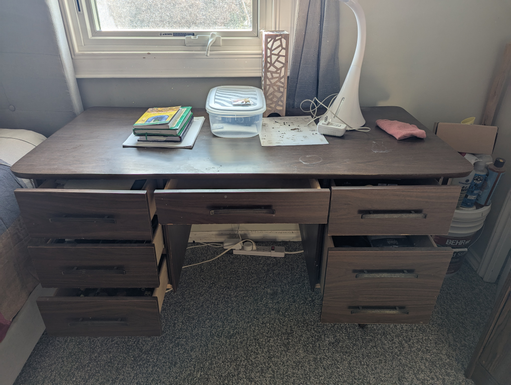 Vintage Wooden Desk with Drawers - photo 4
