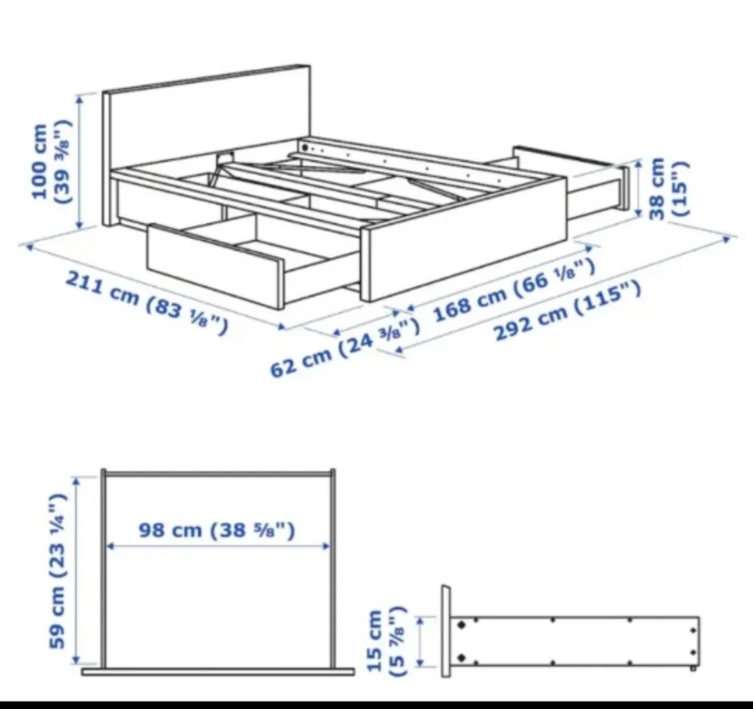 IKEA MALM King Dark Brown Storage Bed Frame with 4 Storage Boxes image indicator(3)