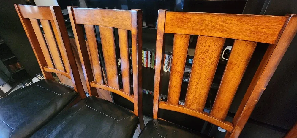 4 Sturdy & Stylish Dining Chairs (Dark Wood, Black Seats) image indicator(4)