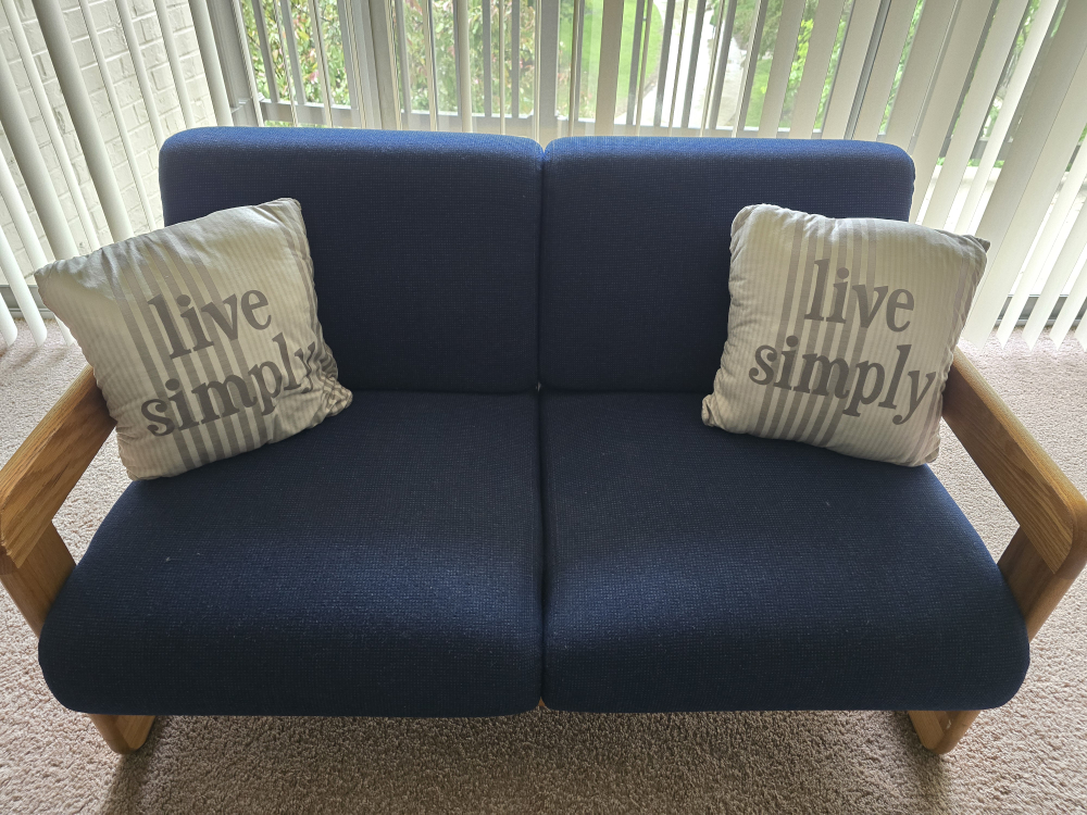 Mid Century Modern Blue Sofa - photo 2