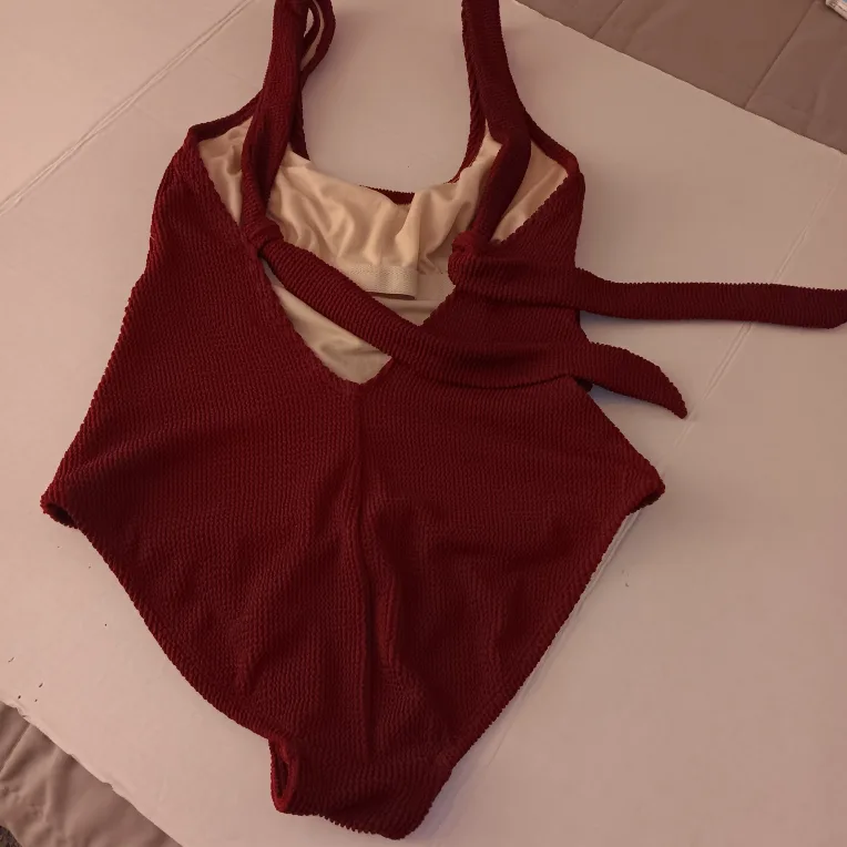 Burgundy Textured One-Piece Swimsuit image indicator(4)