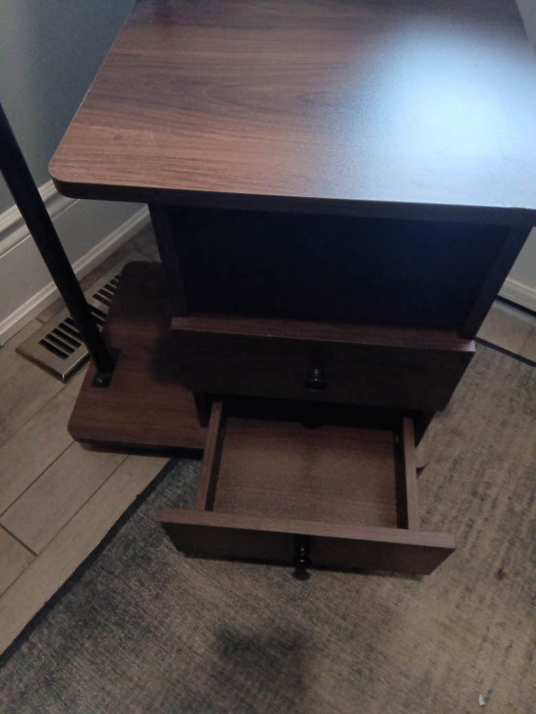 Dark Wood Side Table with Storage