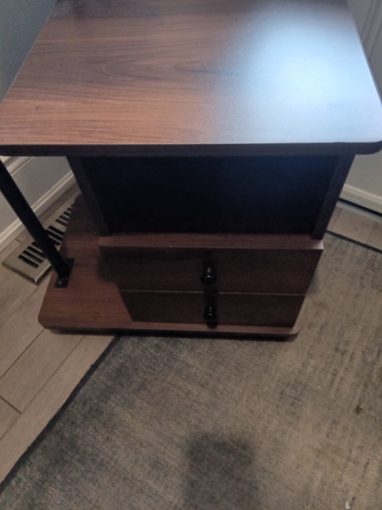 Dark Wood Side Table with Storage - photo 2