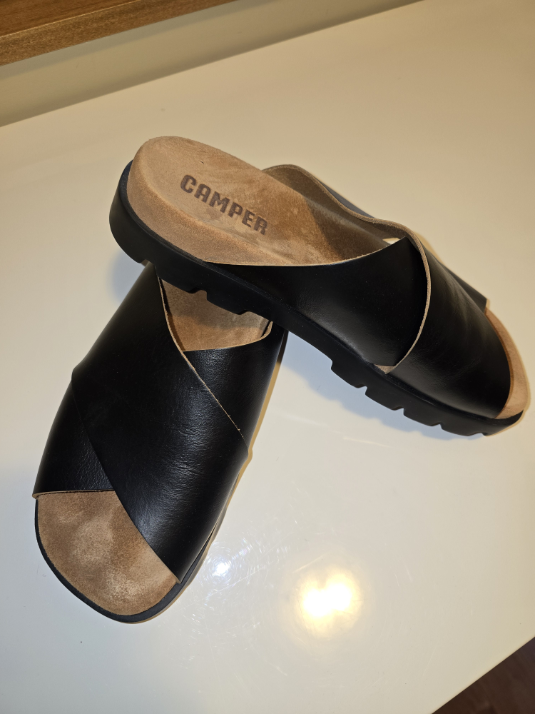Camper Black Leather Sandals Brutus - Size 39
