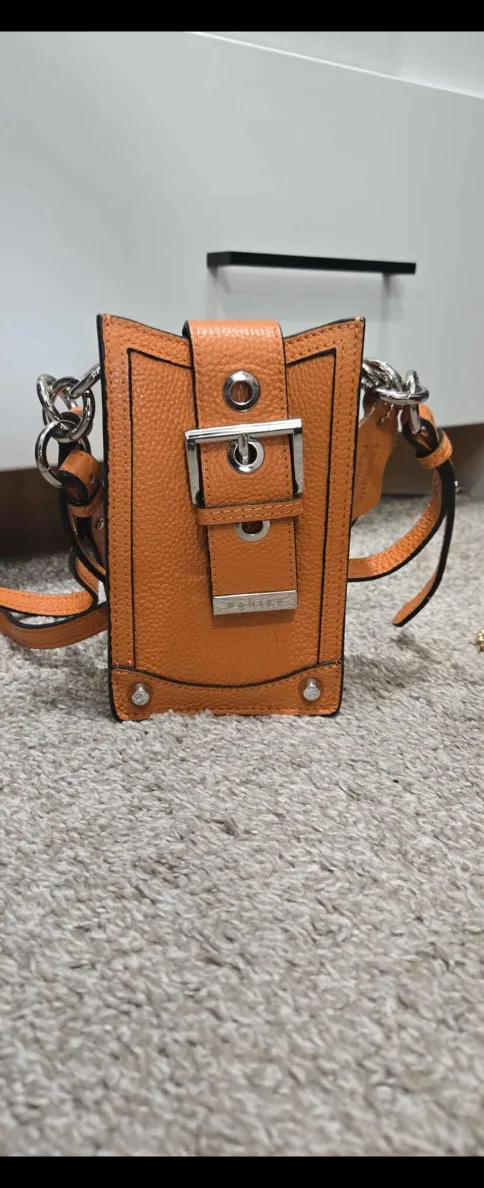 Danier Orange Leather Phone Pouch thumbnail