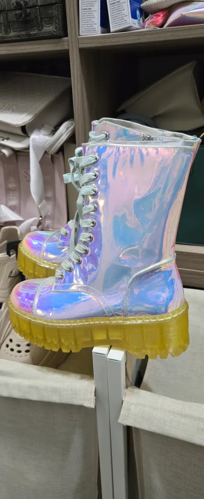 Dolls Kill Iridescent Lace-Up Combat Boots image indicator(2)