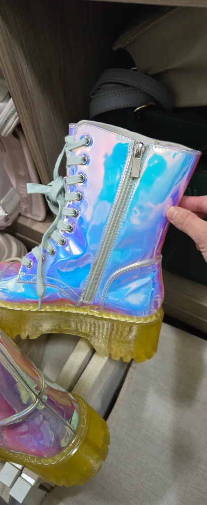 Dolls Kill Iridescent Lace-Up Combat Boots image indicator(5)