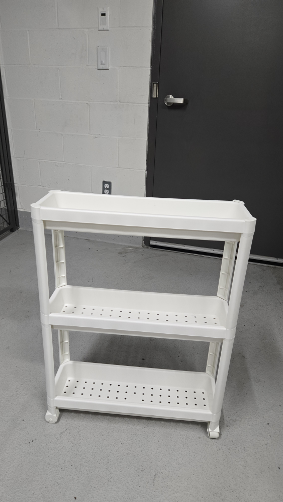 White 3-Tier Rolling Shelf