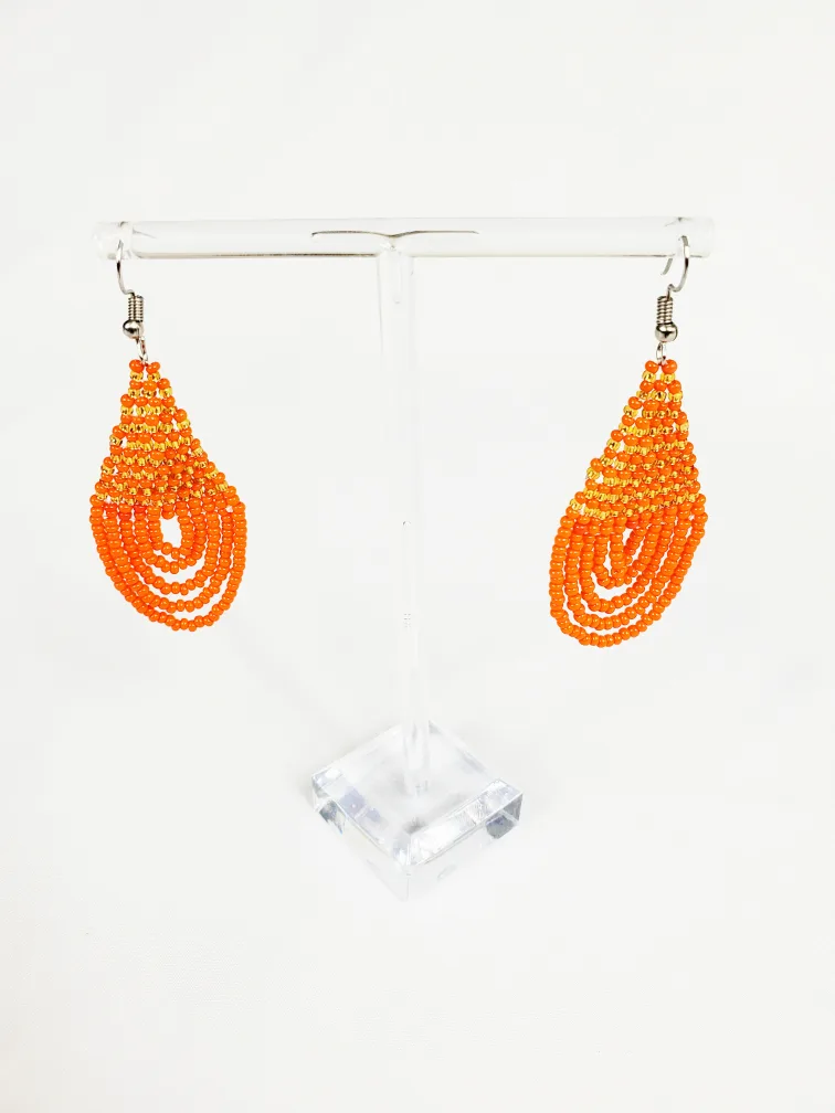 Handcrafted African earrings made of orange beads image indicator(2)