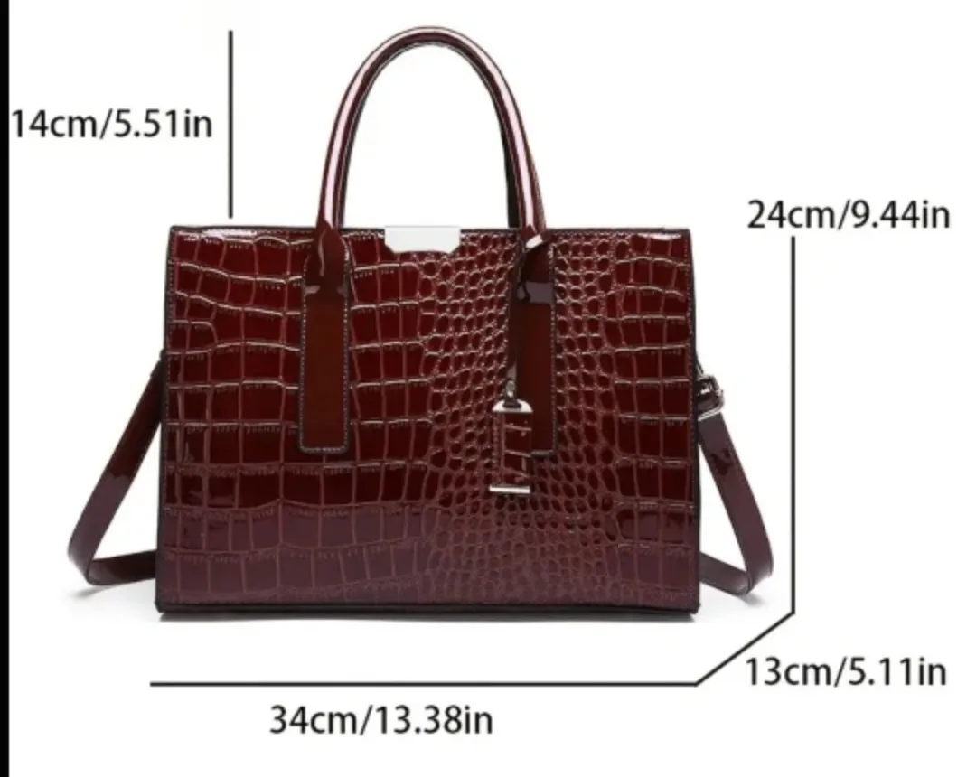 BRAND NEW Brown Faux Crocodile Leather Handbag image indicator(5)