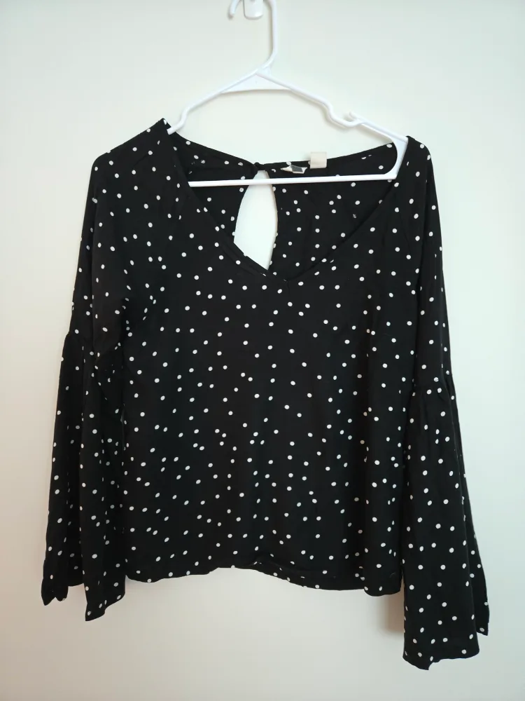 Roxy Black Polka Dot Blouse - Size XS thumbnail