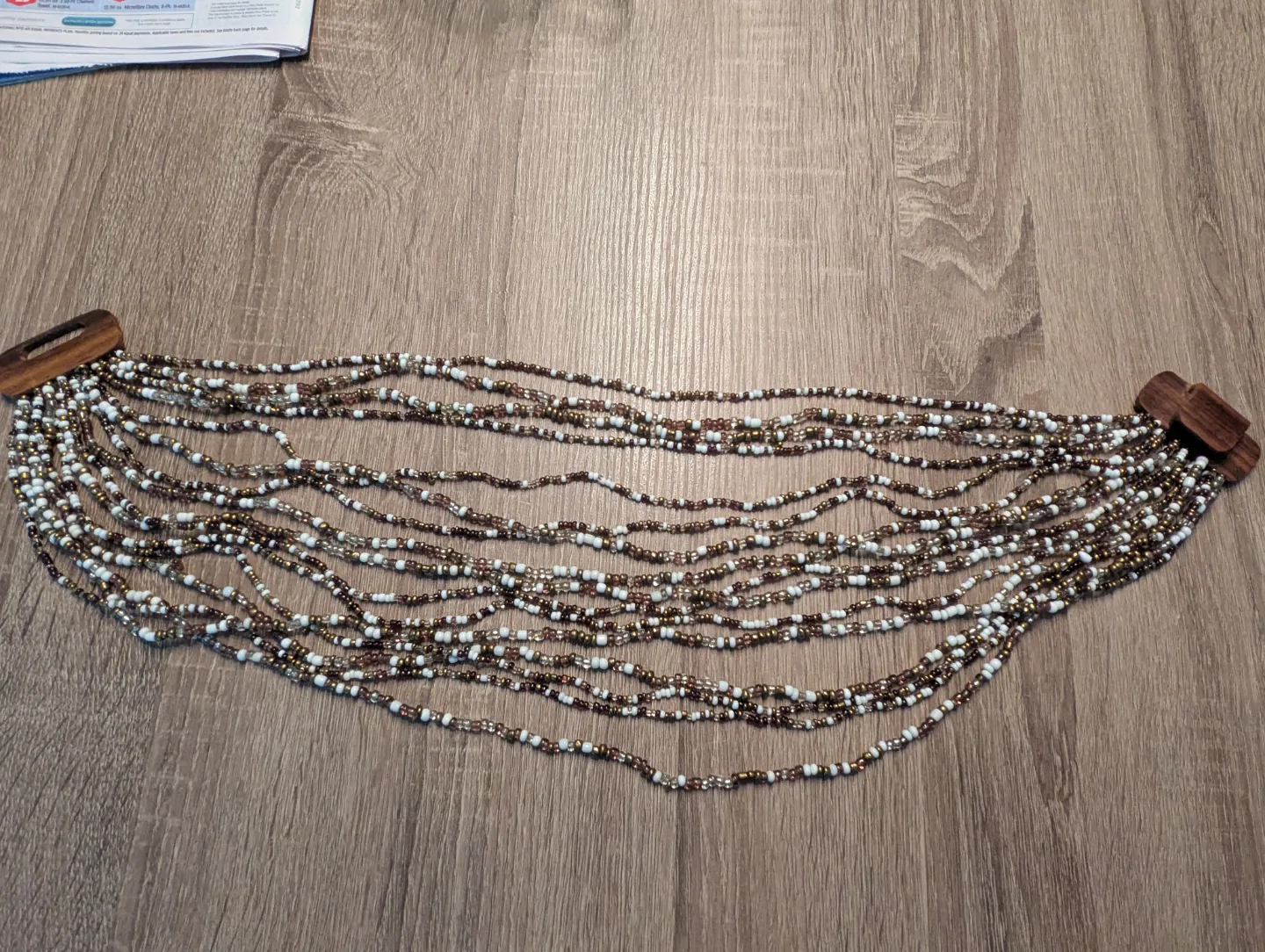 Beaded necklace with wood clasp image indicator(5)