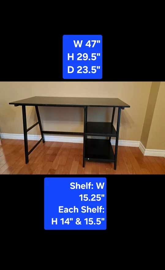 Black Metal Frame Computer Desk with Storage Shelves image indicator(5)