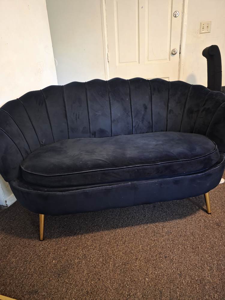 Velvet Black Loveseat Sofa