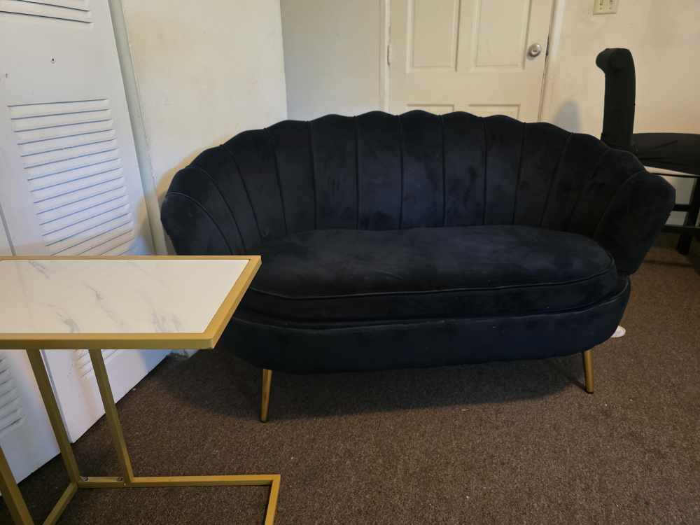 Velvet Black Loveseat Sofa - photo 2