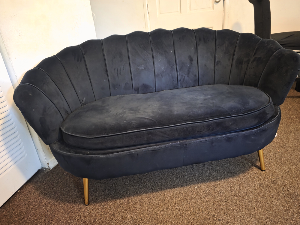 Velvet Black Loveseat Sofa - photo 3