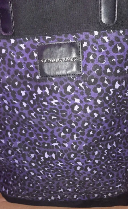 Victoria's Secret Purple Leopard Print Tote Bag thumbnail