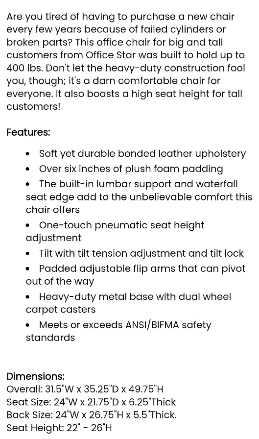 BNIB BIG & TALL OFFICE CHAIR image indicator(4)