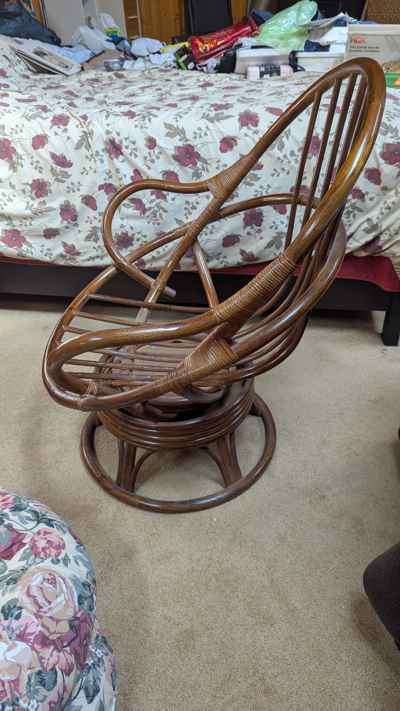 Vintage Bamboo Swivel Chair/ Cushion - photo 4