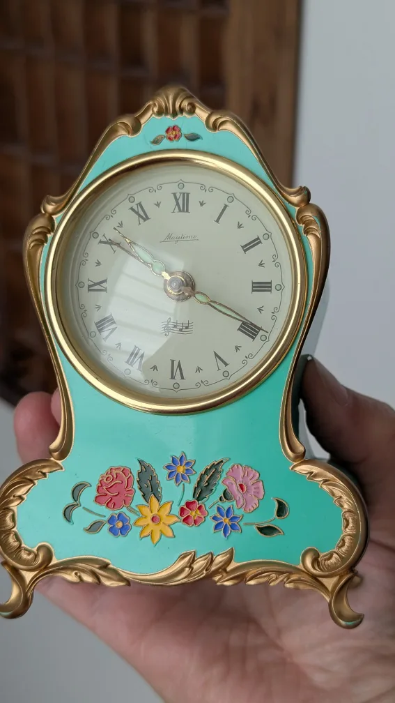 Maytime Musical Clock - Turquoise & Gold thumbnail