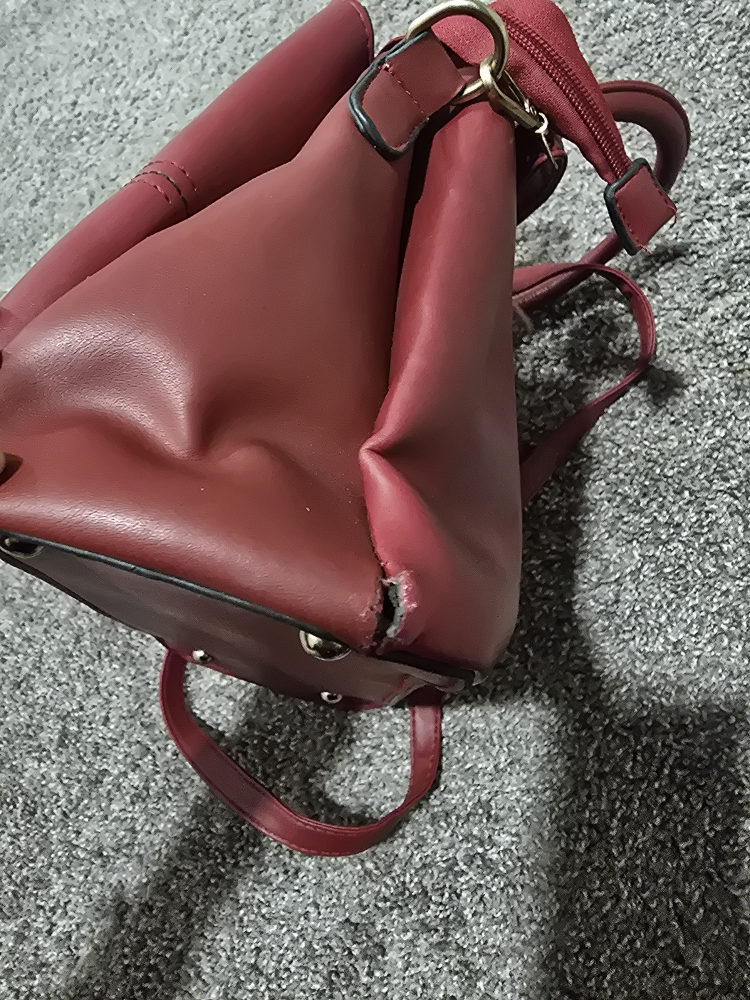 Burgundy Satchel Bag with Gold Accents - photo 4