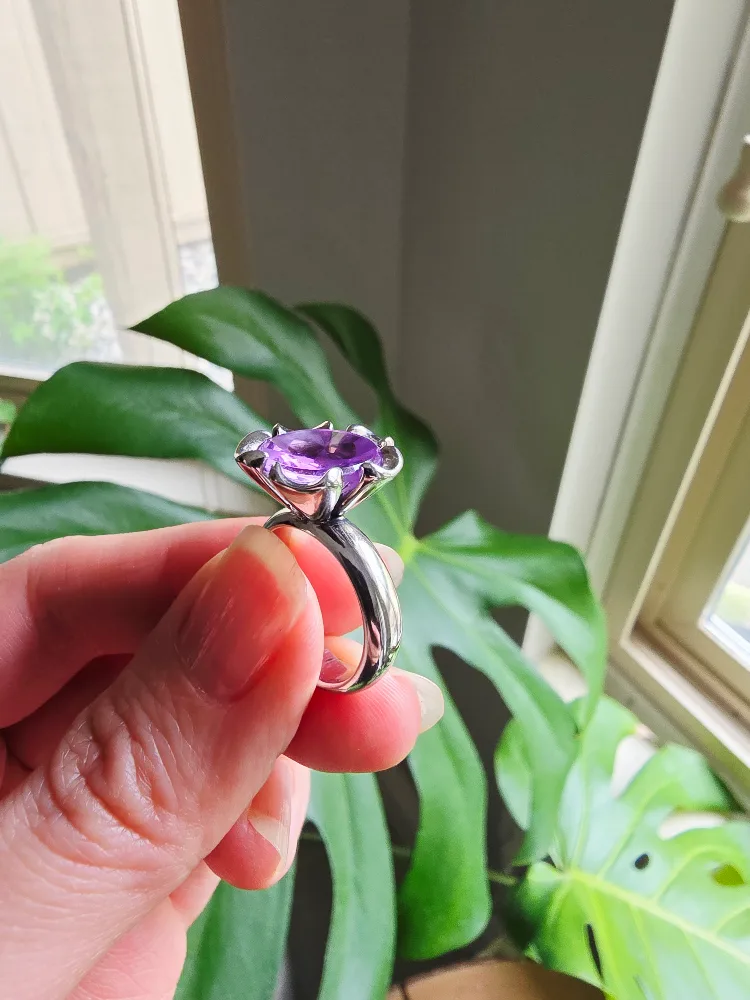 New Amethyst natural 925 sterling silver ring image indicator(3)