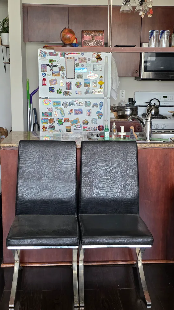 Set of 2 Black Crocodile Print Chairs thumbnail