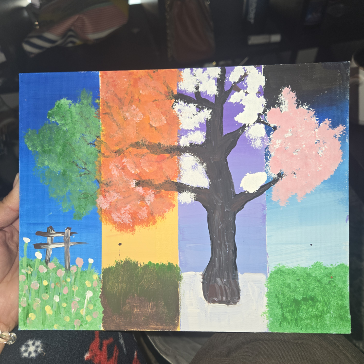 Hand-Painted Four Seasons Canvas