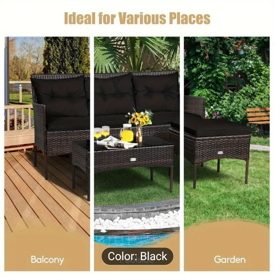 brand new Black Wicker Patio Furniture Set. - photo 4