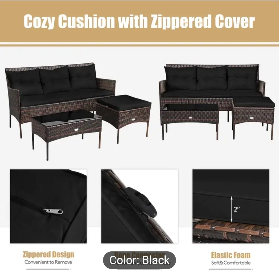 brand new Black Wicker Patio Furniture Set. - photo 5