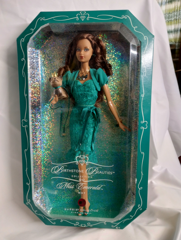 Set of 2 Birthstone Beauties Miss Emerald Barbie Doll - photo 2