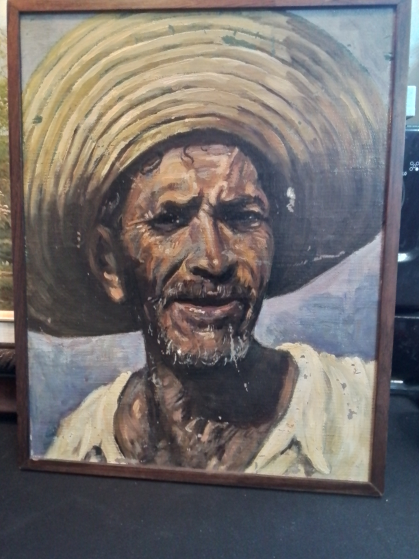 American Oil on Panel Unsigned Cuban Farmer