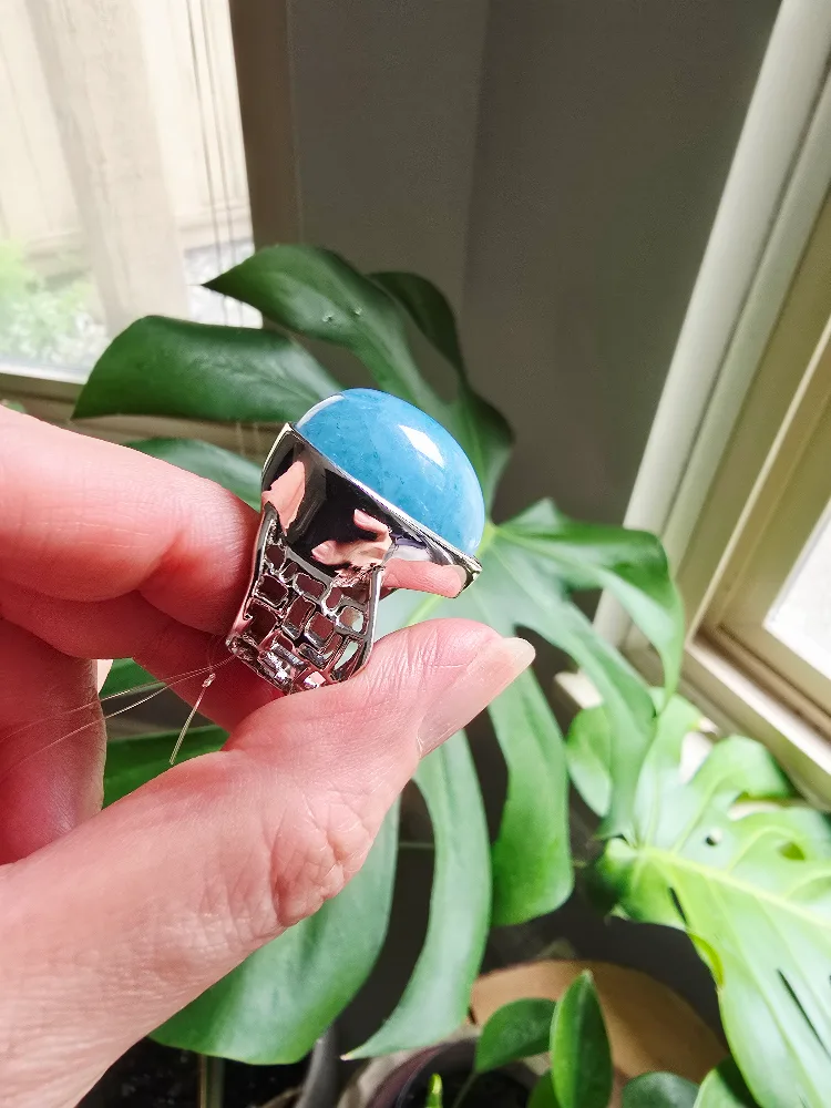 New Aquamarine natural 925 sterling silver ring image indicator(2)