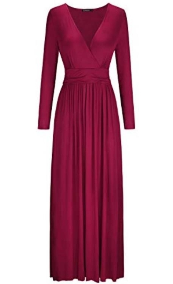 🥕 Burgundy Long Sleeve Maxi Dress