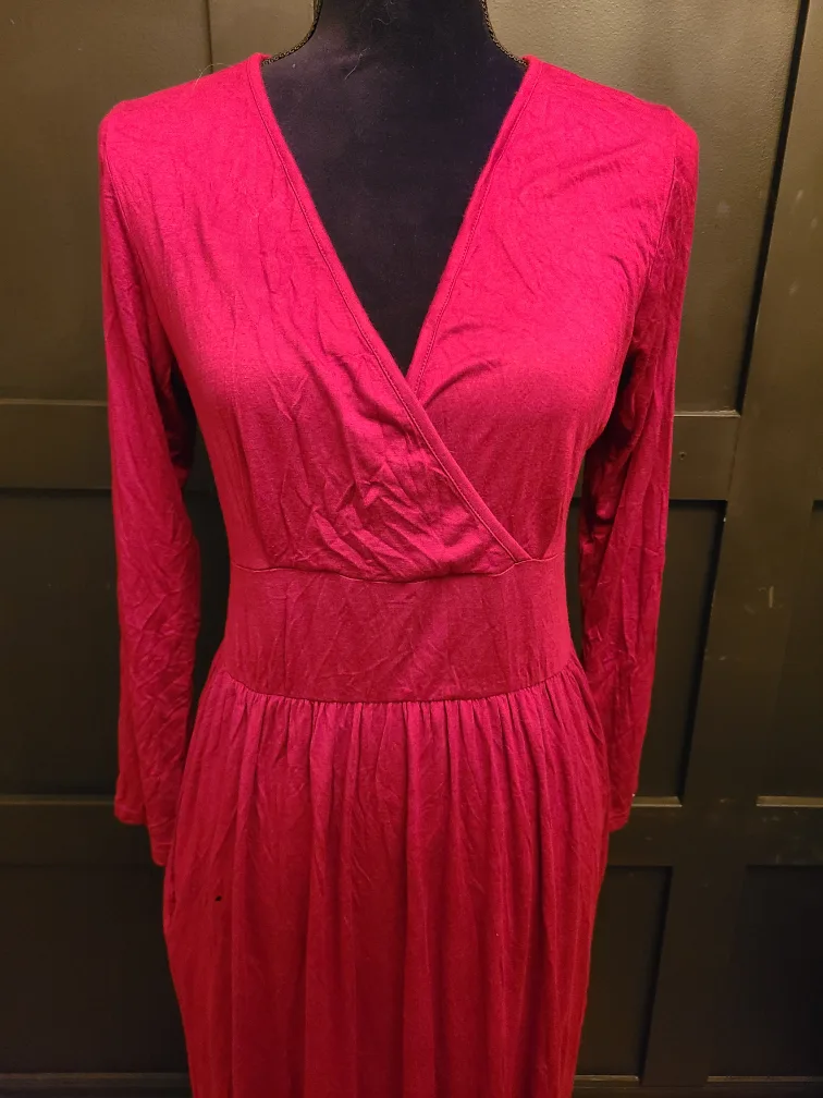 🥕 Burgundy Long Sleeve Maxi Dress image indicator(2)