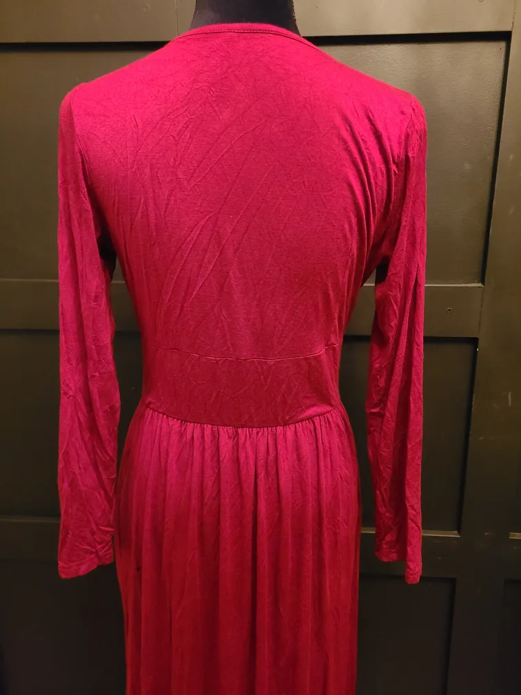 🥕 Burgundy Long Sleeve Maxi Dress image indicator(5)