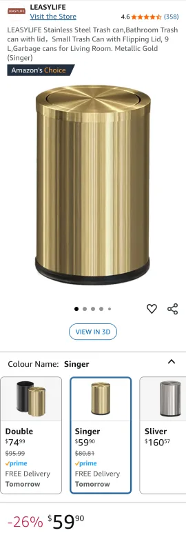 Gold-Toned Stainless Steel Bathroom Set image indicator(6)