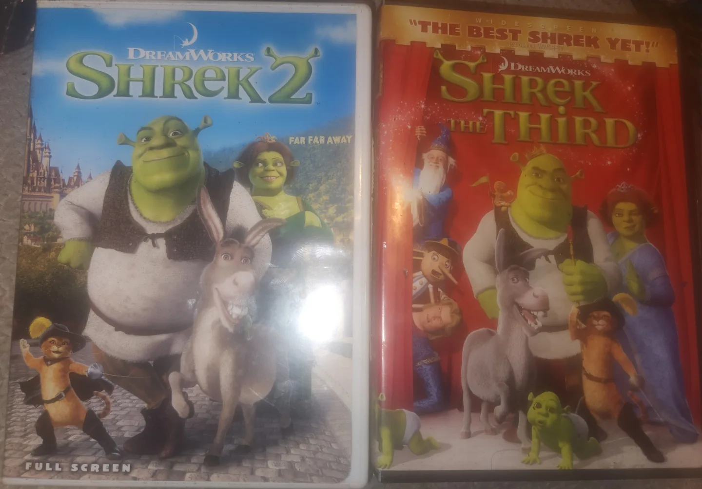 Shrek 2 and Shrek the Third DVDs thumbnail