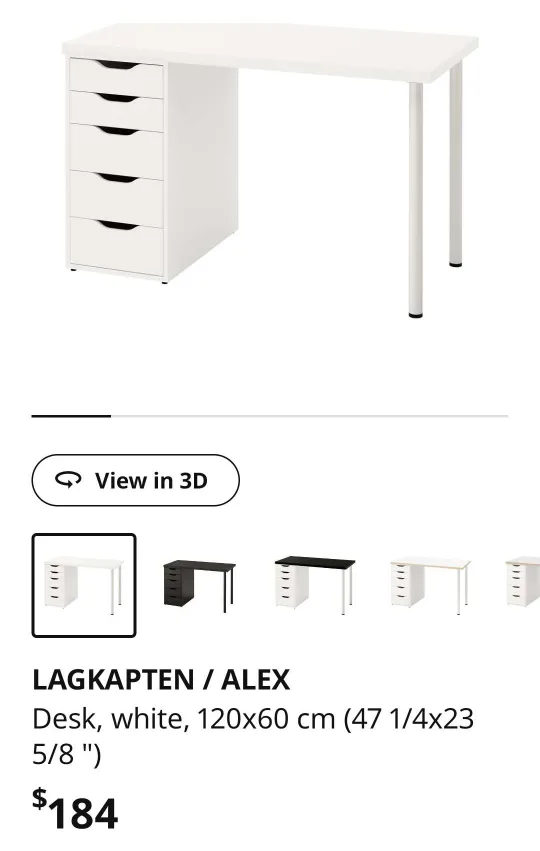 IKEA LAGKAPTEN / ALEX Desk - White thumbnail