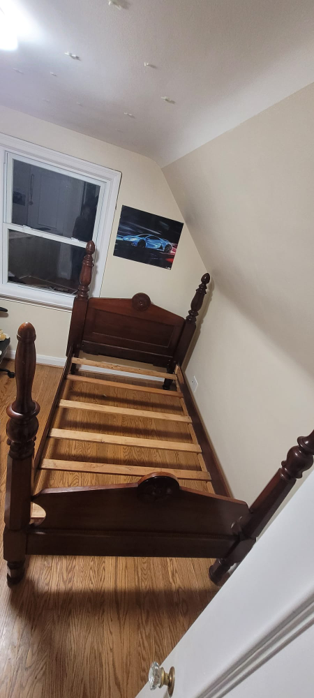 Antique Dark Wood Bed Frame - photo 2
