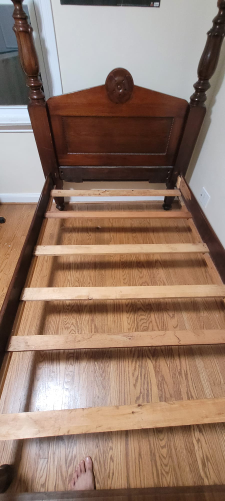 Antique Dark Wood Bed Frame - photo 3