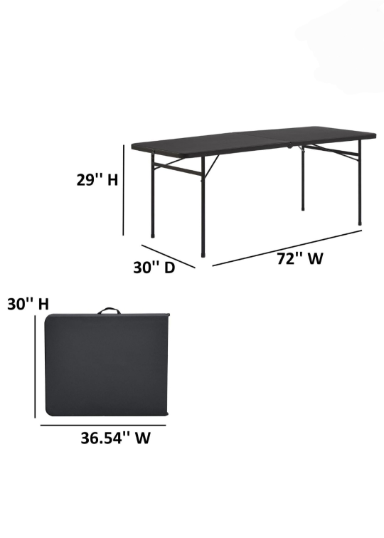 Black Folding Table - 72" x 30" - photo 2