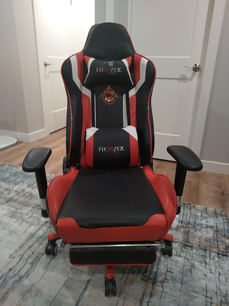Gaming Chair with Footrest - Red and Black