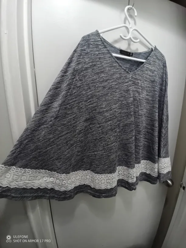Grey Top with Lace Trim thumbnail