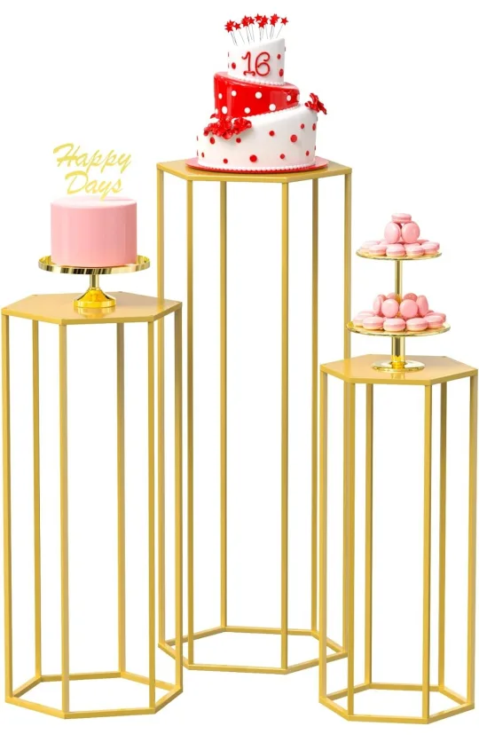 Gold Metal Hexagon Display Stands - Set of 3 thumbnail