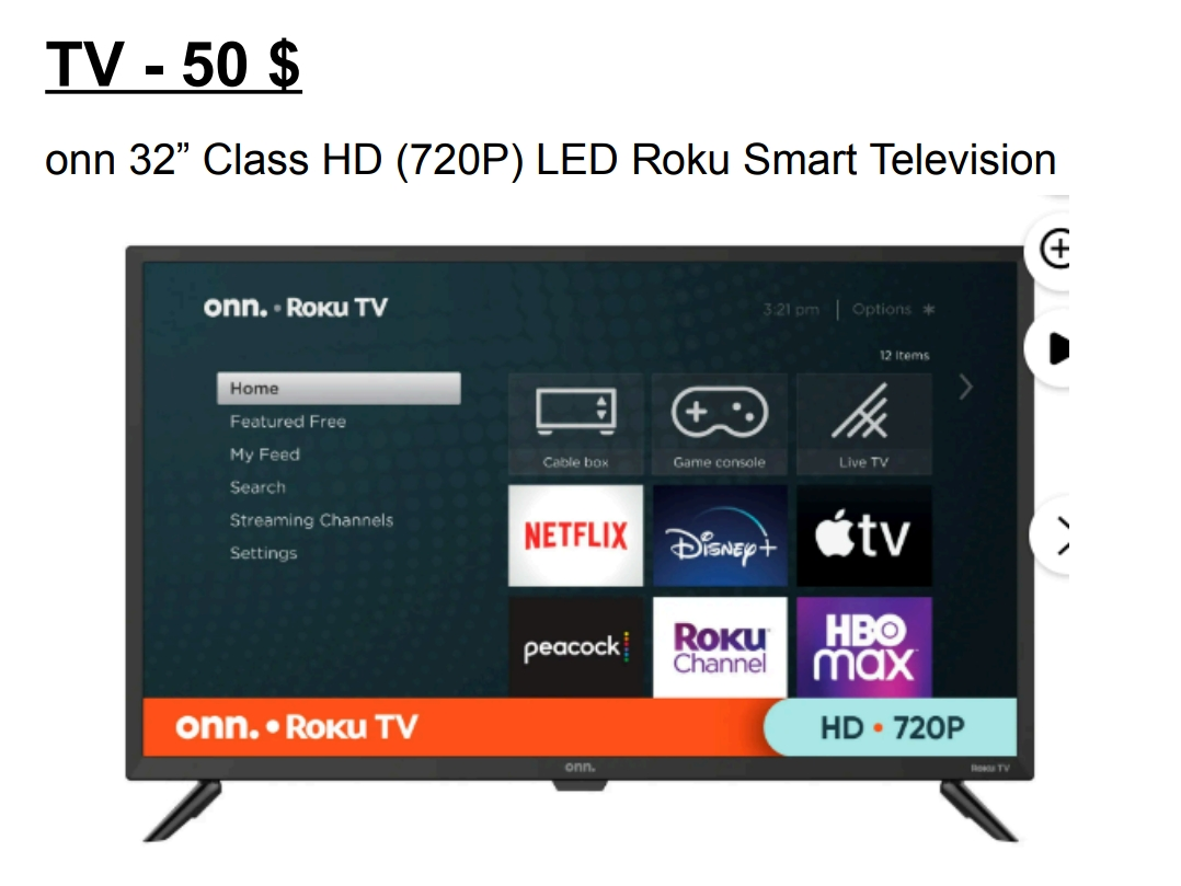 onn 32" Class HD (720P) LED Roku Smart Television